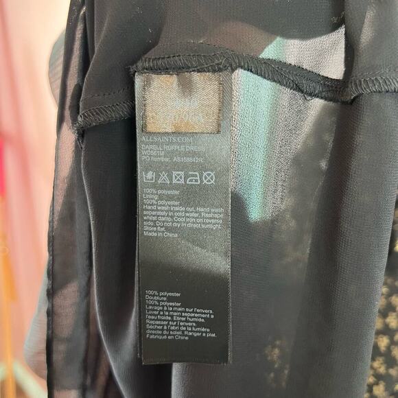 All Saints Derrell Black & Gold Ruffle Dress - Picture 15 of 15